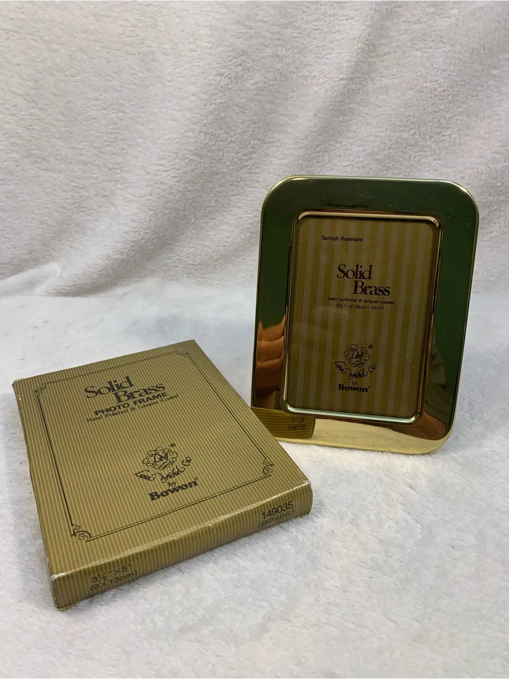 Boson Solid Brass 3.5x5 Gold Polished Frame Tarnished Resistant Never Used w Box